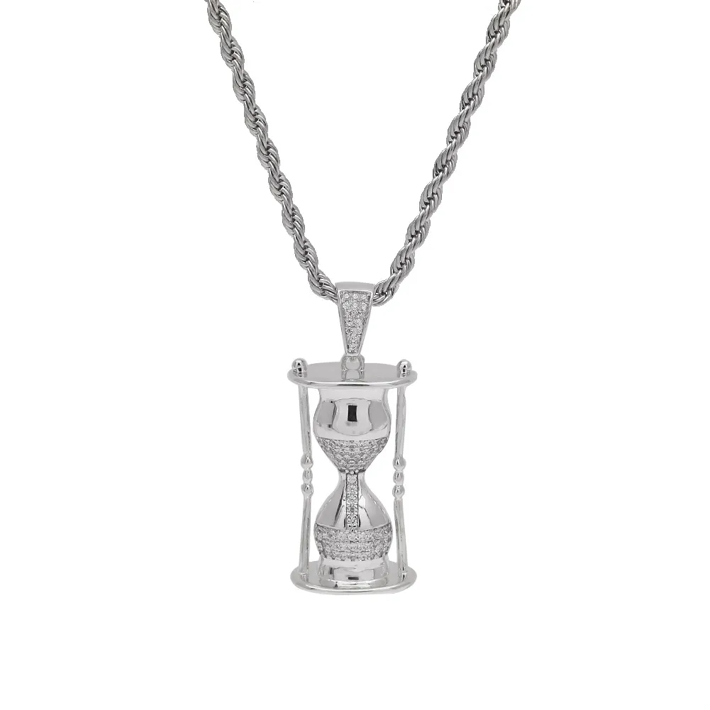 NIEUWE Hip Hop Sieraden Zandloper Hanger Ketting Gouden Micro Pave CZ Zirkonia met Ketting voor Mannen Vrouwen Mooi Mode Cadeau Rapper Acce6140166