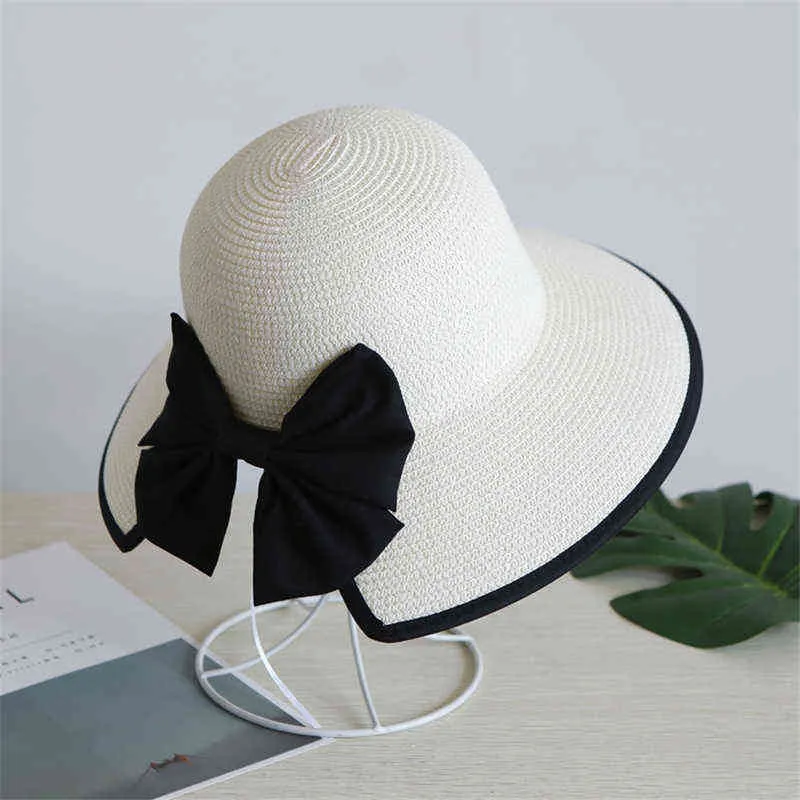 2020 Mode Sun Hat Big Wide Rand Beach Hut Handgemachte Strohmütze Mädchen Sonnenhut Sommer Hüte Frauen Chapeu G220304