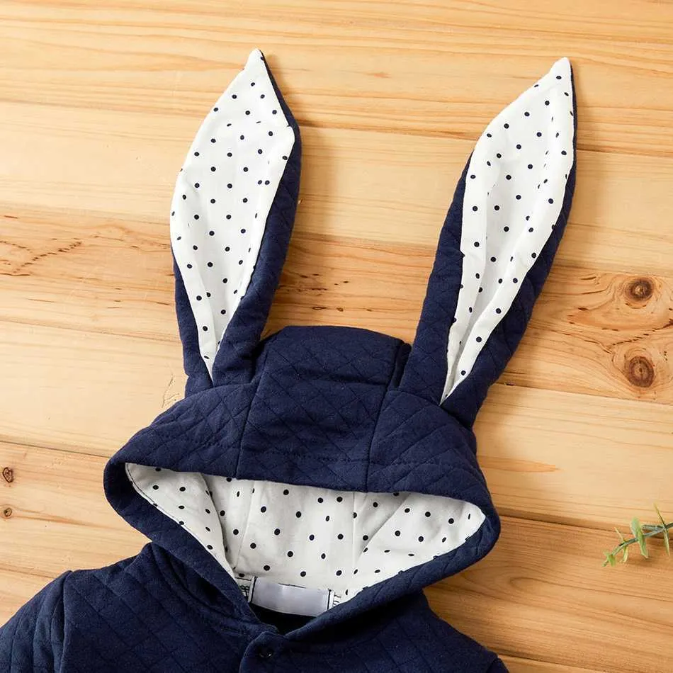 Hiver Bébé Enfant Garçon Polka Dots Lapin Oreille Veste À Capuchon Pour Enfants Vêtements Manteau 210528