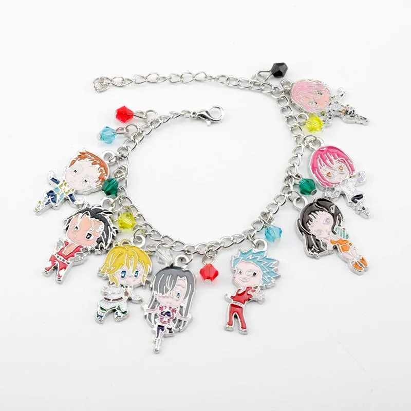 Gliederkette The Seven Deadly Sins Meliodas Elizabeth Liones Charm-Armband Escanor Lion Merlin Boar Gowther Goat King Ban Jewelry266i