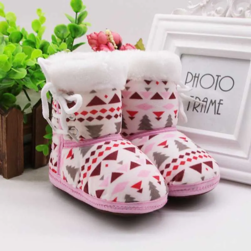 Caldo bambino inverno stivali di cotone bambino stringato primi camminatori neonate ragazzi stampa scarpe suola morbida stivaletti invernali 0-18 m G1023