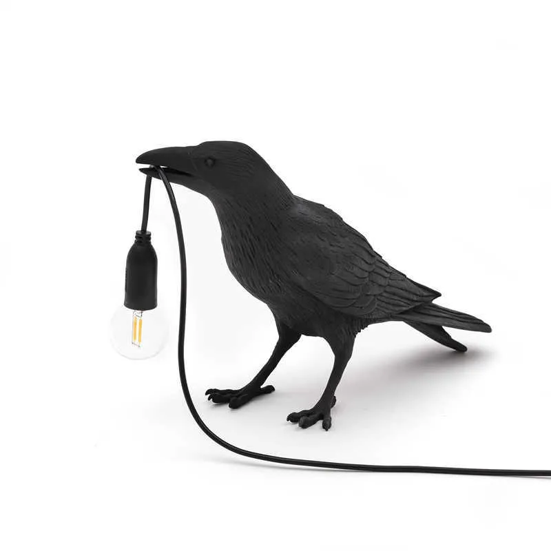 Kuş Masa Lambası İtalyan Seletti Kuş Lambası Modern Reçine Crow Masa Lambası Oturma Odası Yatak Odası Işık Duvar Aplik Için Ev Sanat Dekor 210724