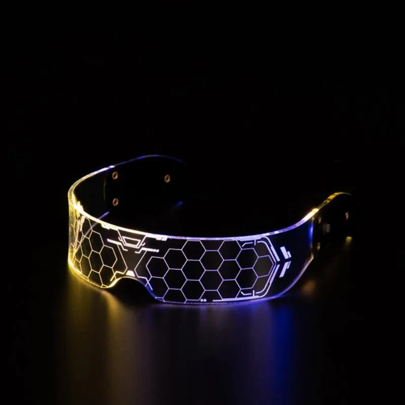 Sunglasses Widely Applied Great Light Up LED Rave Glasses Honeycomb Lens Futuristic For Club255r