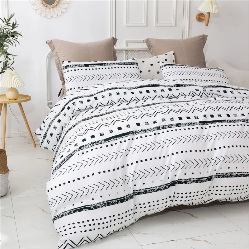 Dekbedovertrek Nordic Simple Floral Geometric Beddspread Beddengoed Quilt Cover Queen King Size Beddengoed Set Polyester Dekbedovertrekken