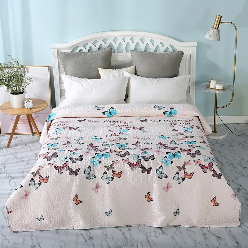 Gemeenschappelijke vlinder gedrukt Elegant European Soft Summer Deken Deksel Coverlet/Bill -Spread/Quilt/Summer Deksel #SW T200901