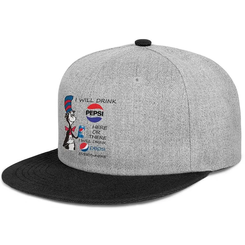 Pepsi logo ciliegia selvatica Berretto da baseball unisex a tesa piatta vuoto Cappelli da camionista personalizzati Pepsi Cola blu e bianco I039m a Aholic M6824254