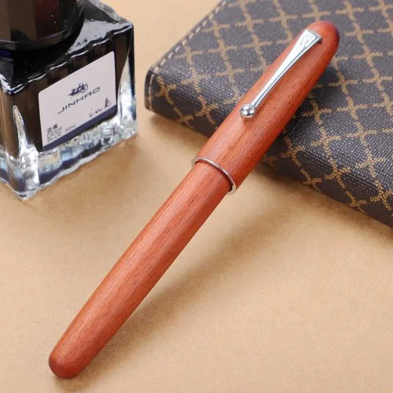 Jinhao Wooden Fountain Pen Alta Qualidade 0.7mm Nib 2 Cores Luxo De Madeira Tinta Penas Empresa Presentes Escrita Escola Escola Supplie 211025