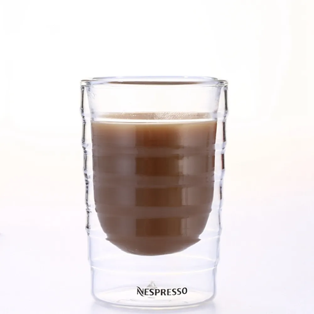 6 pçs / lote Dupla camada Resistência ao Calor Whey Protein Nespresso Canecas de Café Espresso Xícara de Café Térmica Vidro 150ml Presentes L0309237I