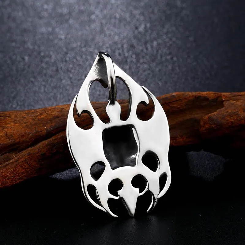 Pendant Necklaces Men's Stainless Steel Necklace Punk Flame Skull Gothic Party Jewelry Gift For Motorcycle Riders227T