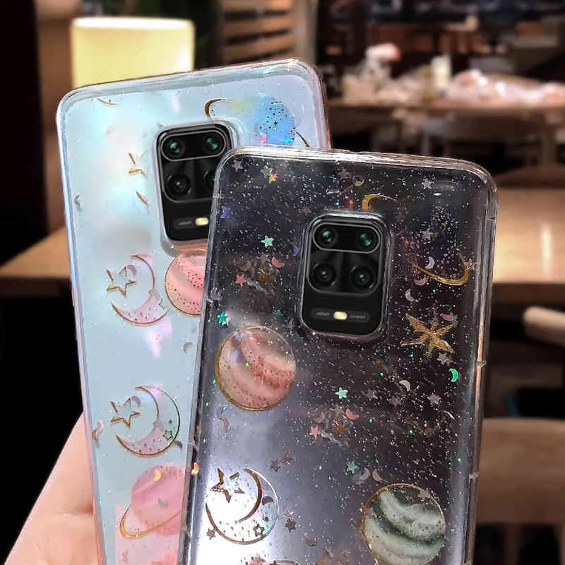 Étuis avec manchon en caoutchouc transparent violet, manchon en caoutchouc avec étoiles et lune pour Xiaomi Redmi 11 Note 9/8/7Pro Mi9 Se Note10Pro A3 9