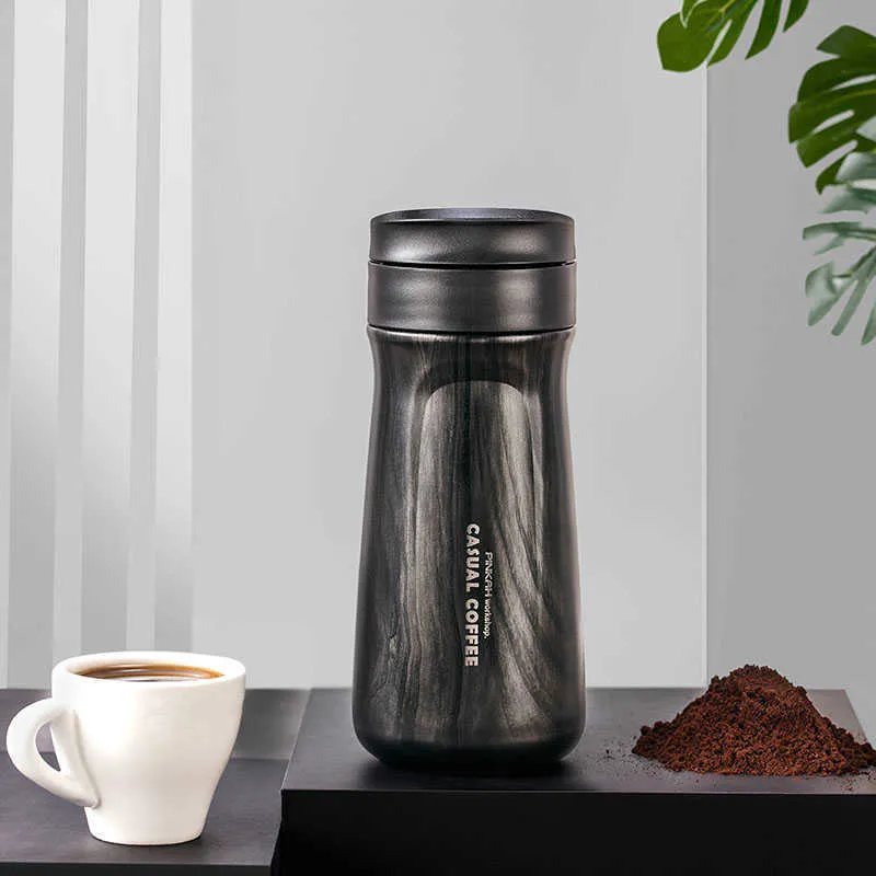 Pinkah Arrival Vakuum-Kaffeetasse mit Deckel, isolierter Wasserbecher, tragbare Reise, auslaufsichere Edelstahl-Studenten-Thermoskanne 210913