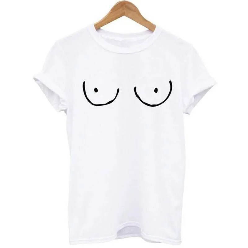 Harajuku funny T Shirt for Women Short Sleeve TITTIES BOOBS BOOBIES Print Casual T-shirt summer loose tops woman clothes X0527