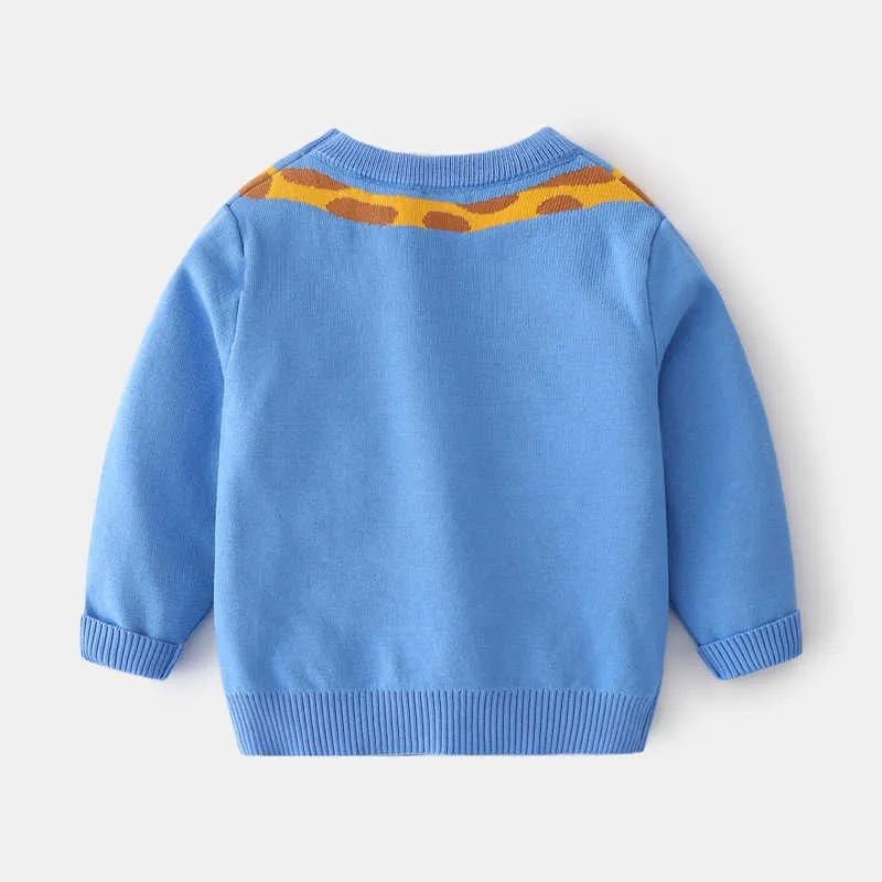 Barn tröja pojkar stickade pullover 2021 höst vinter barn kläder tecknad mode giraff bomull toddler baby tröja 2-7 y1024