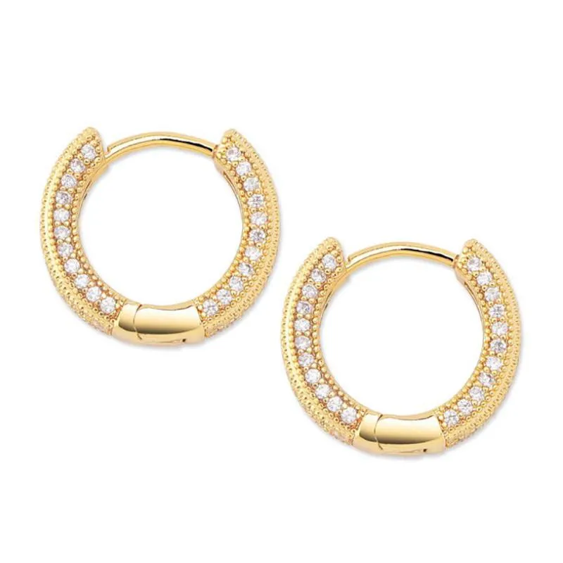 Hoop Huggie Hip Hop glacé strass or Micro Cz boucles d'oreilles femmes hommes mode rue danse bijoux cadeau pour lui Moni22227l