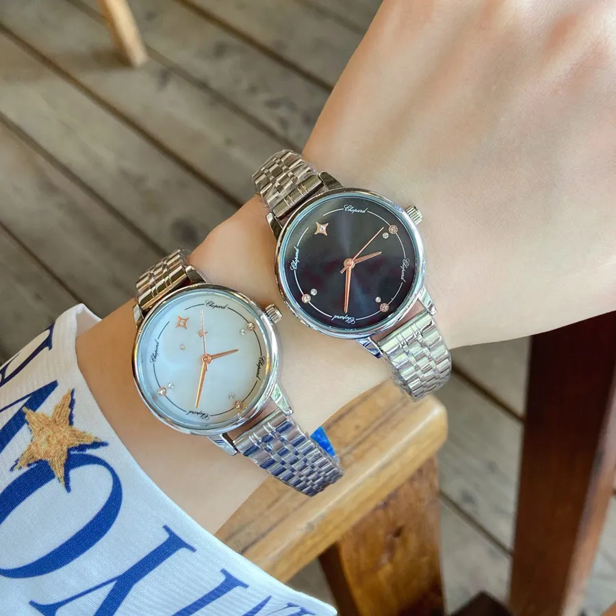 Relógios de marca feminino menina lindo cristal diamante estilo metal banda de aço relógio de pulso de quartzo CHA68295o