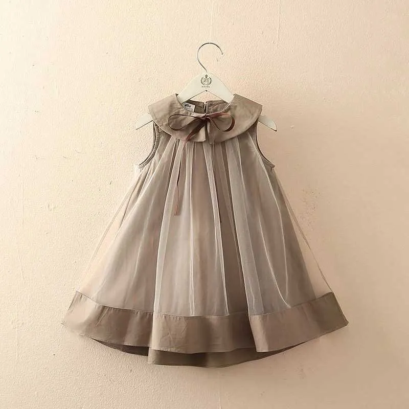 トップマーケットガールズは子供のための襟のシルクドレスを下ろして子供たちの子供の子供素敵なAラインのサンドレス服衣装210529