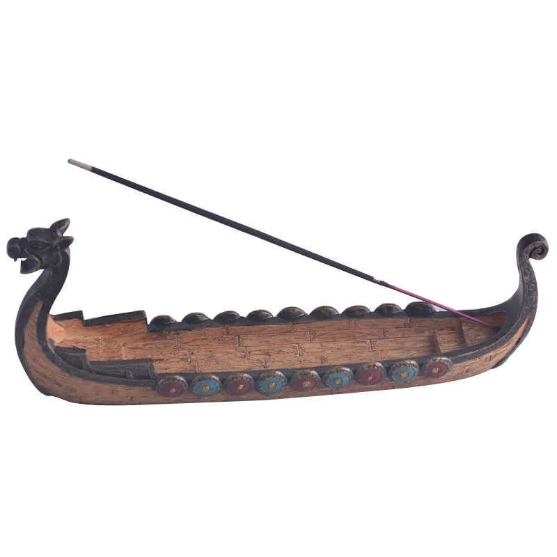 Drakenboot wierookstokje houder brander handgesneden snijwerk wierookvat ornamenten retro wierookbranders traditioneel ontwerp X0710226R