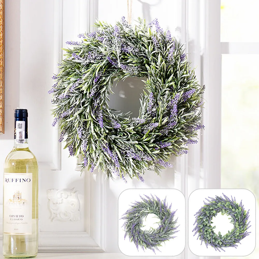 Lavanda artificial Primavera Corona Flores redondas Puerta Colgando Pared Ventana Banquete de boda Decoración de Navidad Y201020