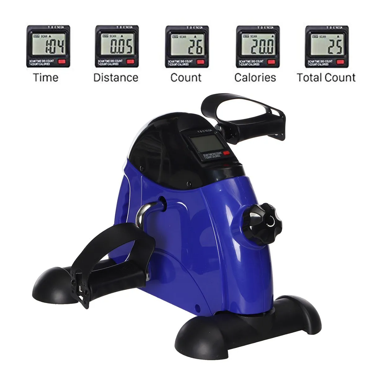 Display LCD Pedale passo-passo Allenatore di esercizi Biciclette da ciclismo indoor Palestra di casa Attrezzature il fitness Braccio Gamba Terapia fisica Passi blu Stazionario sotto la scrivania Mini venditore ambulante