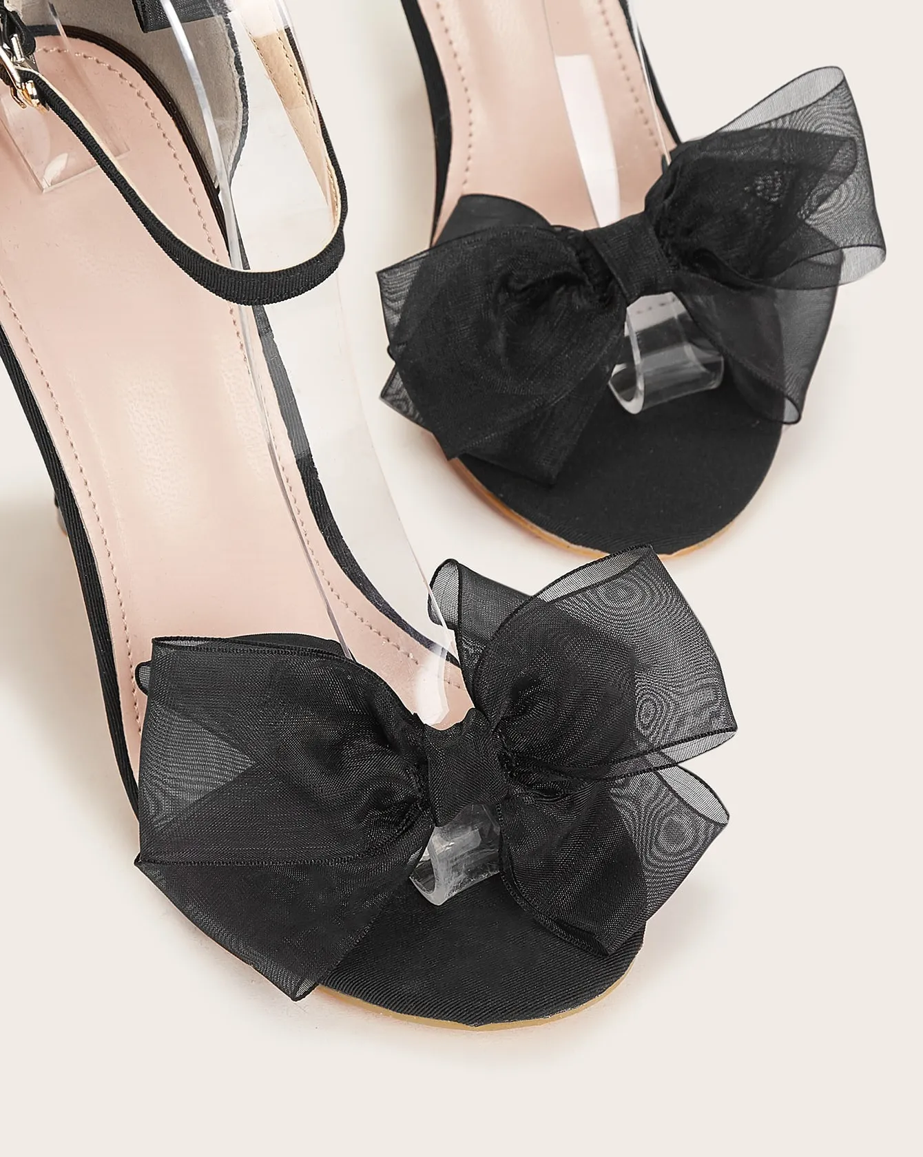 Wedding Sandals Satin Shoe Face Round Head Fine Heel Shoe Large Size Fish Mouth Lace Bow Heels