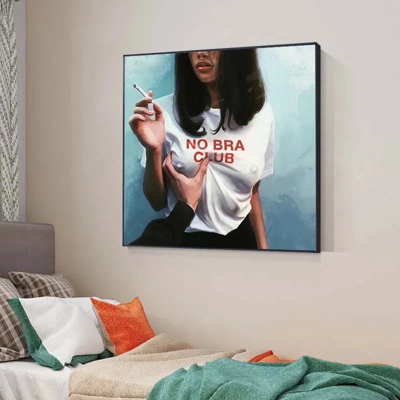Ingen barklubb inomhusdekoration Abstrakt rökande flicka Canvasmålningar affischer och tryck Moderna väggkonstbilder för vardagsrummet