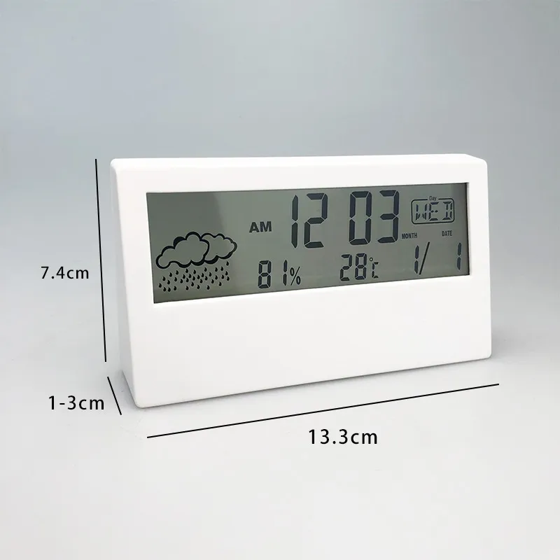 LCD elektronische tabel klok temperatuur vochtigheidsmeter alarm creatieve digitale display multifunctionele blauwe licht