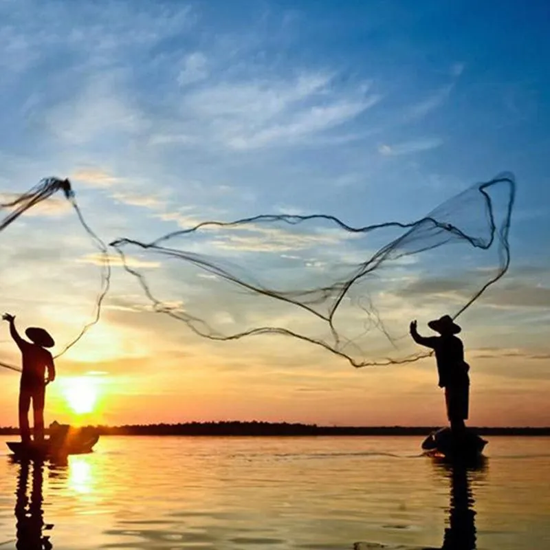 12ft 3 6m fiske netto bete lätt kast handgjuten stark nylon mesh sinker212o