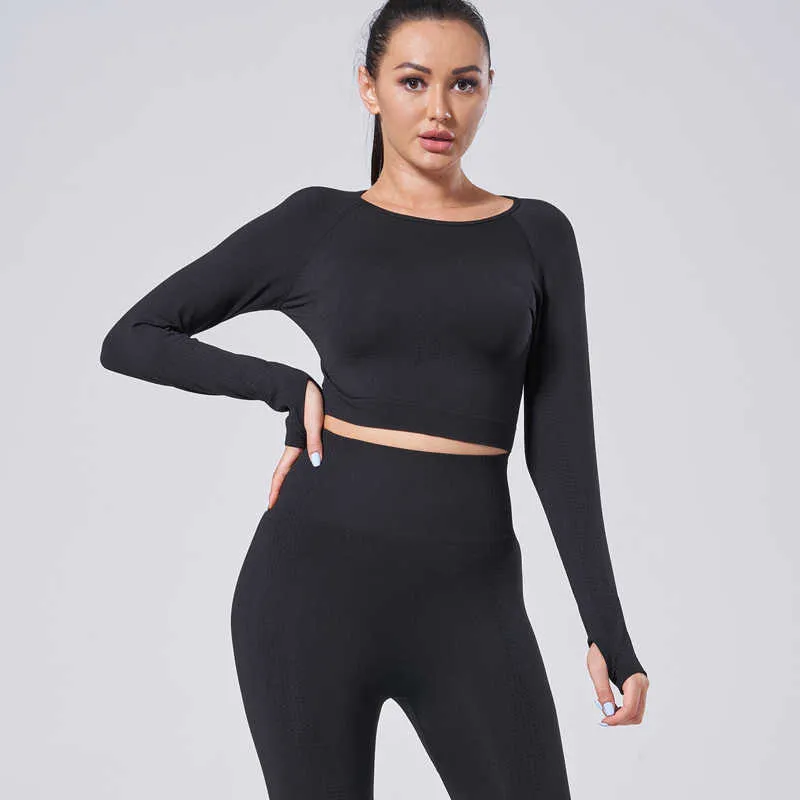 Yoga da donna senza cuciture Imposta reggiseno sportivo Leggings Abbigliamento fitness da donna Vita alta Abbigliamento sportivo traspirante e ad asciugatura rapida 210802