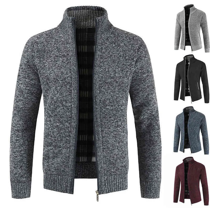 Męska zima Grube Business Casual sweter Płaszcze Cardigan Men Slim Fit Fitwear Znosić ciepły jesień sweter Jumper Mężczyźni M-4XL 211221