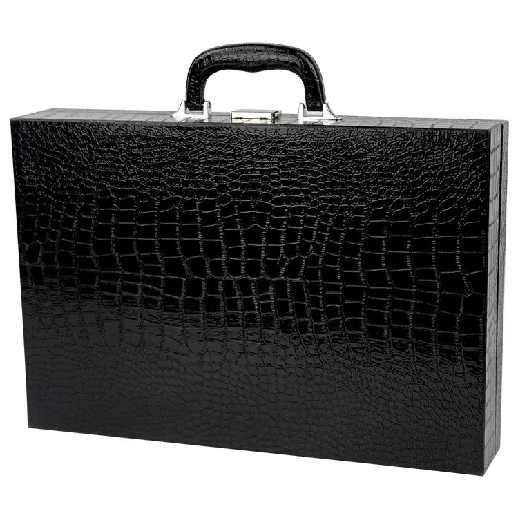 Boîtes de montres 24 grilles, valise en cuir d'alligator noir, présentoir, boîte de rangement, support Clock248q