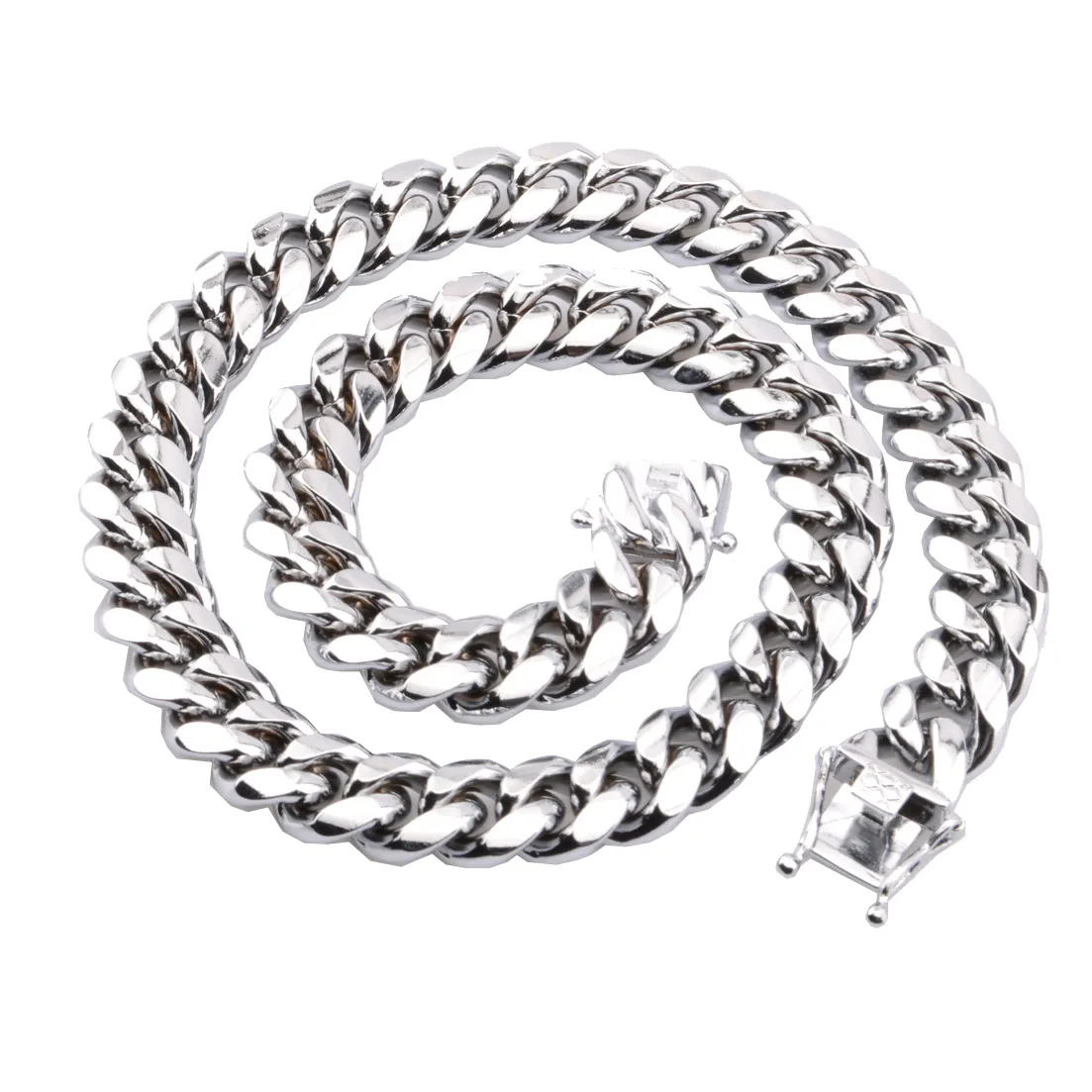 Miami Cuban Link Kette Halskette Männer Hip Hop Gold Silber Halsketten Edelstahl Jewelry350G