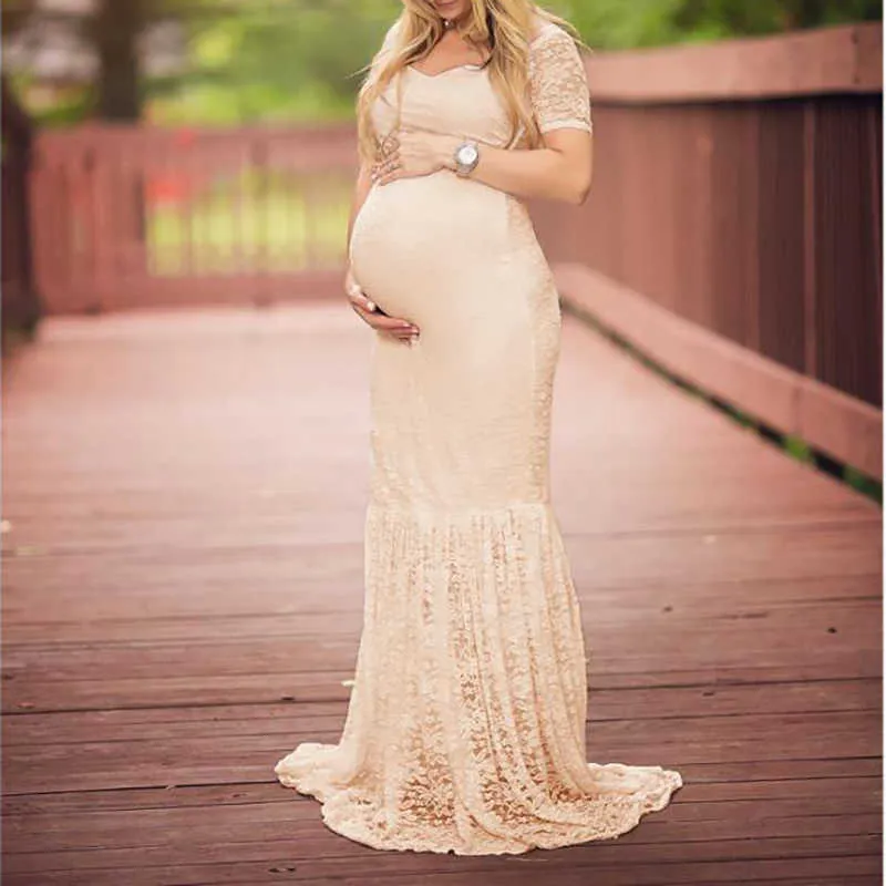 Robe de grossesse pour femmes enceintes, photographie de maternité, robe de grossesse, robes en dentelle pour séance Photo, vêtements Sexy à manches courtes