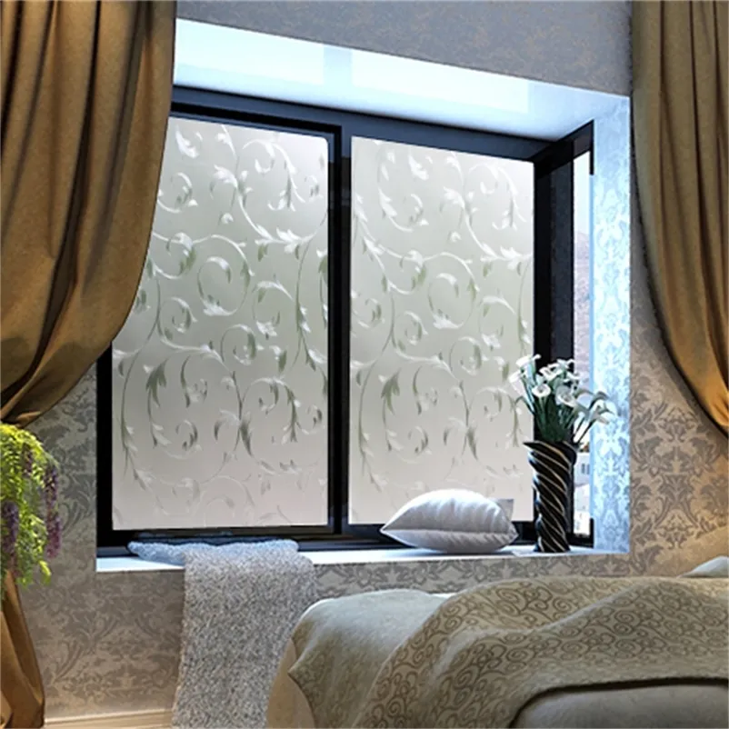 Zilver ijzer kunst patroon film glas-in-lood ondoorzichtige Frosted Window Films Vinyl Static Cling zelfklevende Privacy Glass Stickers Y203194