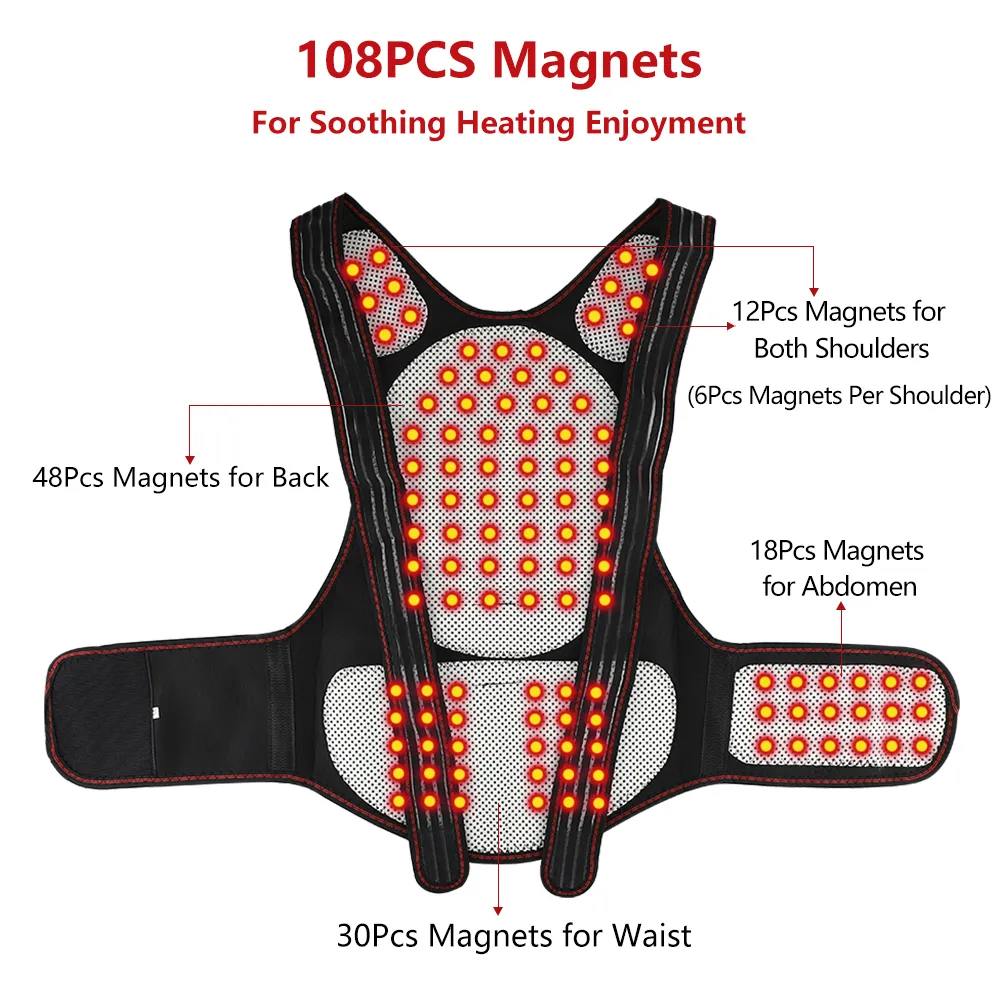 Tourmaline Selfhetting Back Support 108st Magnets Therapy Spine Back Axel Lumbal Posture Corrector Vest Pain Relief Brace 215001302