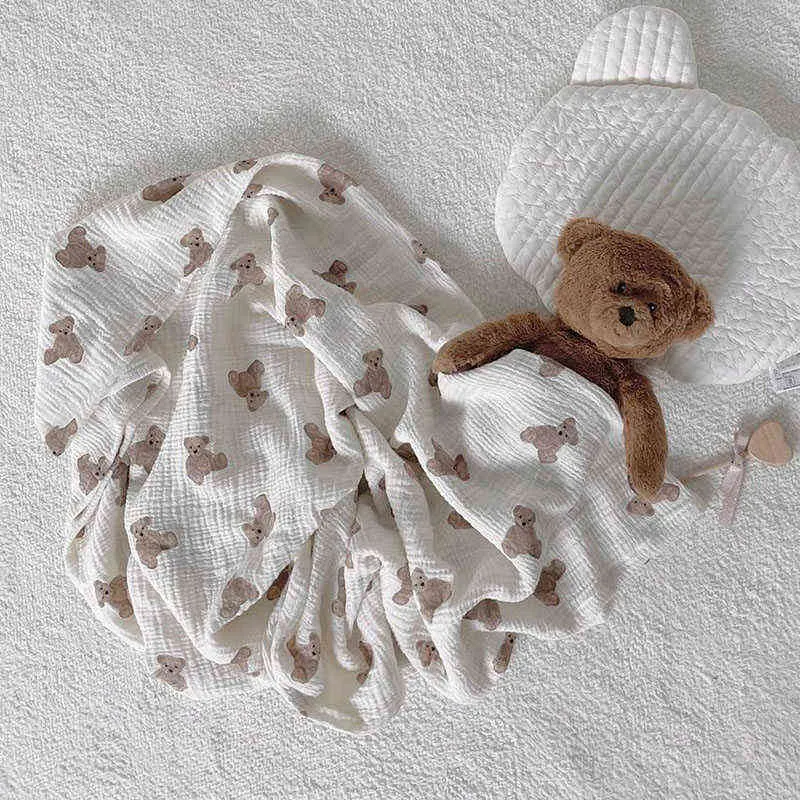 Milancel Herfst Baby Dekens Bear Print Katoen Casual Sleeping 211105