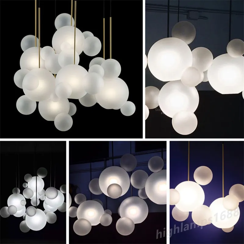 Nordic LED LED Pendant Lights Postmodern Glass Bubble Ball Lamp Lamp for Room Room Room Cafe Bar Decor Decoreer Hanglamp28282