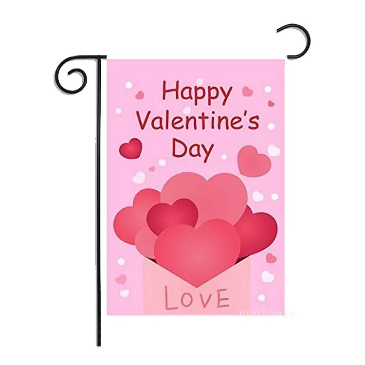 ABCD Style Valentine's Day Garden Flag Linen Holiday Courtyard Banner Flaggor Dekoration T2i53237