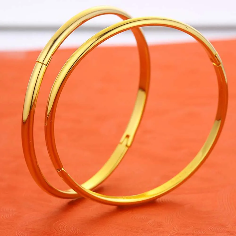 Womens Bracelet Solid Jewelry Gold Filled Lady Smooth Bangle Openable Trendy Accessories Oval Q0717