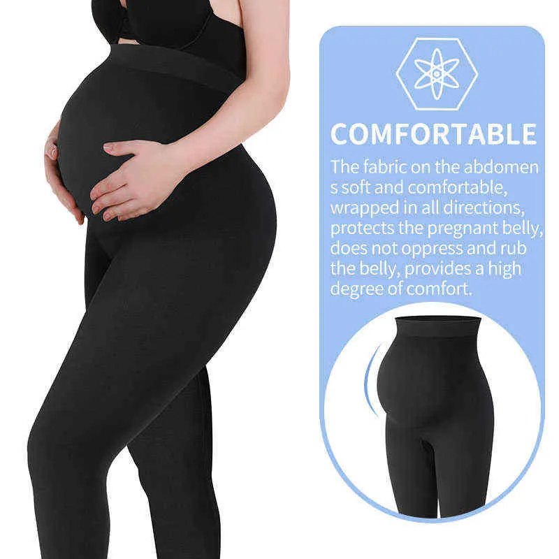 Mutterschaft Leggings Hohe Taille Schwangere Bauch Unterstützung Legging Frauen Schwangerschaft Dünne Hosen Körperformung Mode Gestrickte Kleidung 211215
