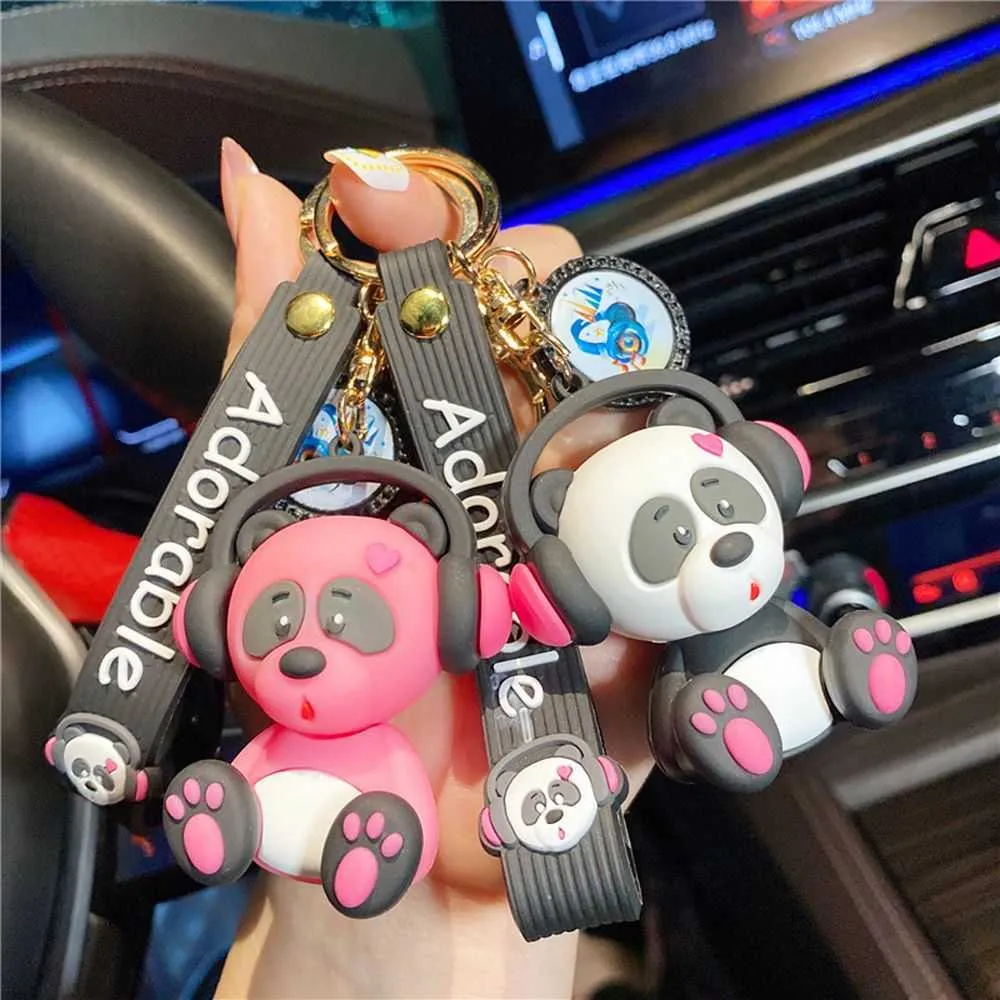 Creative Mignon Rock Musique Éléphant Porte-clés Dessin Animé Classique Panda Animal Clé Chian Titulaire Sac Pendentif Cadeau De Voiture Porte-clés G1019