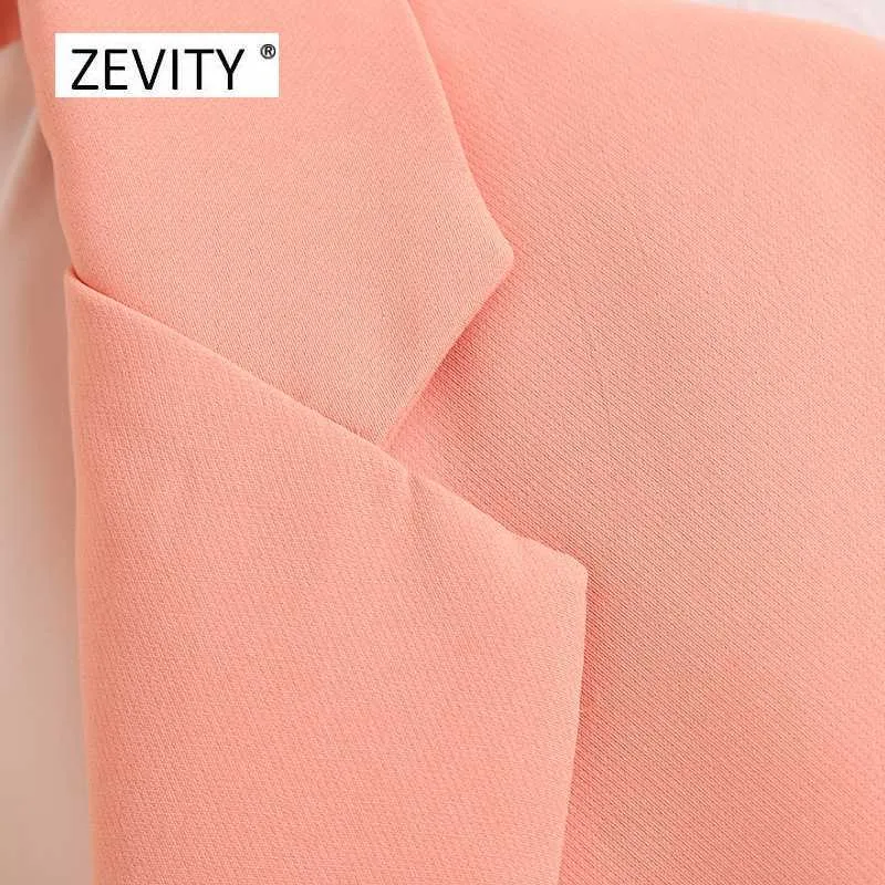Zevity donna giacca monopetto tinta unita colletto dentellato manica lunga ufficio signora causale elegante cappotto outwear top C525 210603