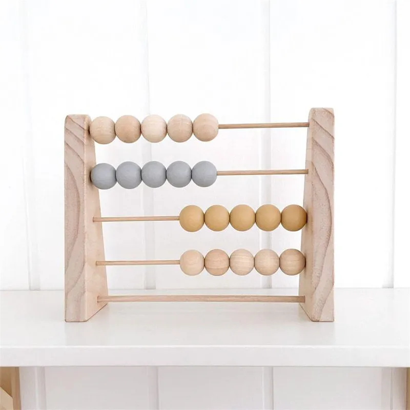 Natural Wooden Abacus With Beads Kids Room Desktop Decor Baby Early Learning Eonal Toys Girl Boy Craft Ornament Gifts 220309