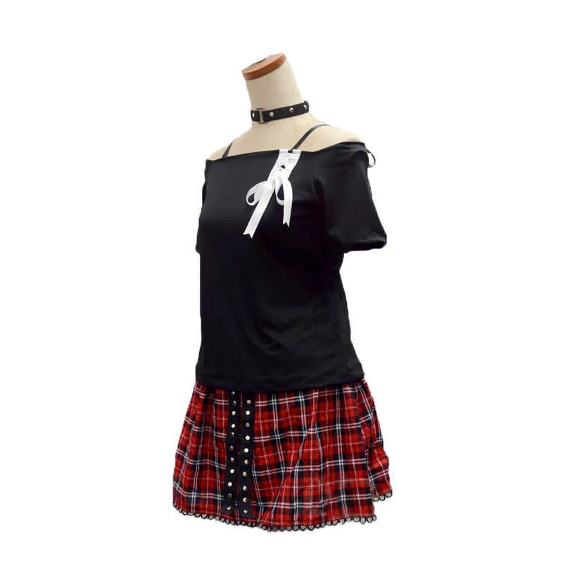 Animal sala de aula assassinato shiota nagisa punk menina uniformes festa de halloween cosplay traje conjunto completo com acessórios e peruca g094690195