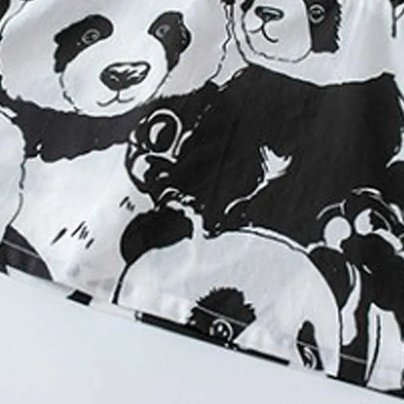 Медведь Лидер Женщины Мамочка Девушки Соответствующие Наряды Летняя Мать Дочь Мультфильм Печать Платья Мода Корейская Одежда 210708