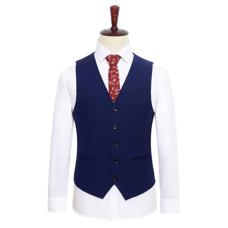 SHAN BAO Costume d'affaires décontracté pour hommes Gilet de marque Vêtements Gentleman Banquet Mariage Noir Royal Bleu Marine Gris 210923