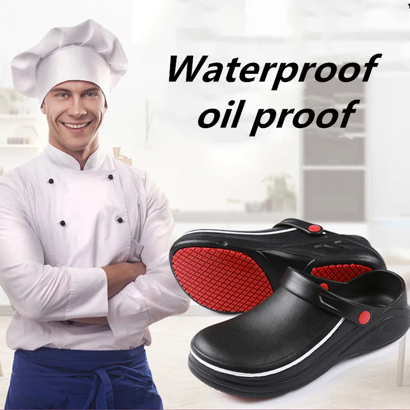 Slippers Non-slip Waterproof YEINSHAARS EVA Unisex Oil-proof Kitchen Work Cook Shoes for Chef Master Hotel Restaurant Slippers