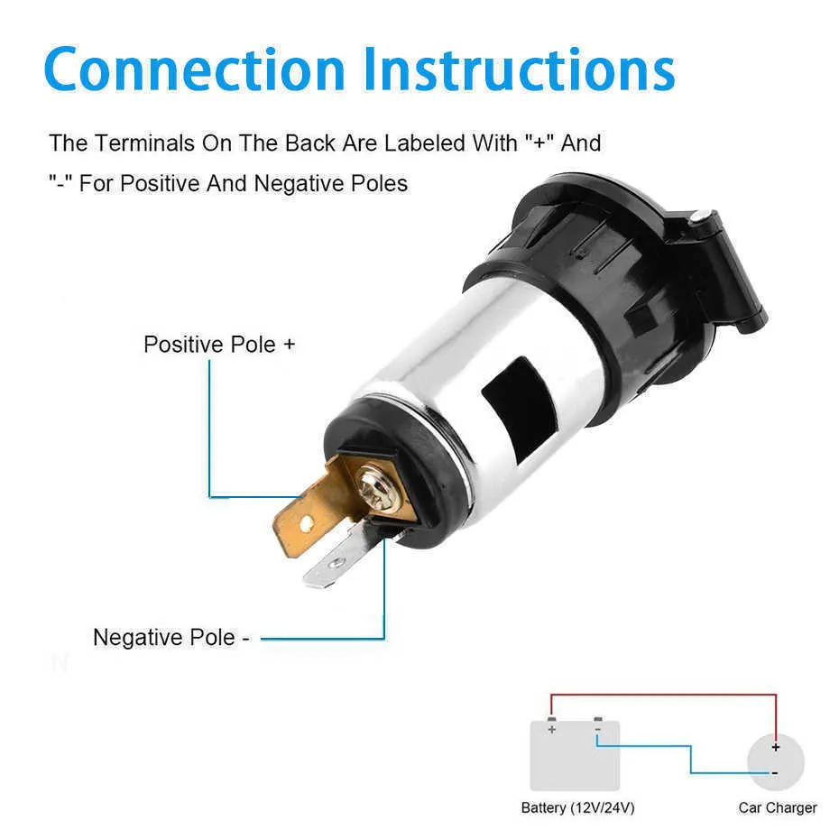 Heat Waterproof Car Accessories Resisting Plastic Power Socket DC 12V 120W Motorcycle Car Tractor Cigarette Lighter Plug Outlet