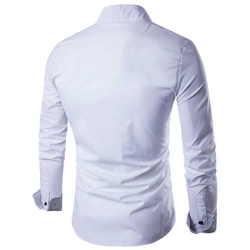 Hommes chemise 2021 printemps nouveaux hommes mode Dragon imprimer Slim Fit décontracté affaires sociales chemise à manches longues marque Camisa Masculina P0812