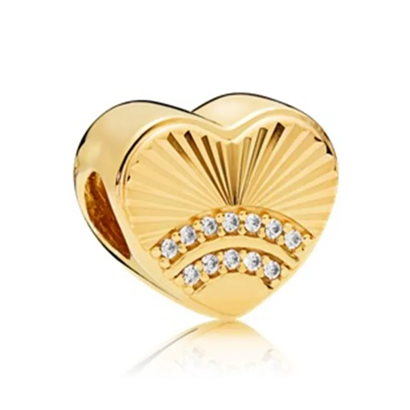 Nya Golden Sun Lion Bee Family Tree Zircon Shiny Beads Lämplig för Pandora Charm Silver Armband Lady DIY Smycken