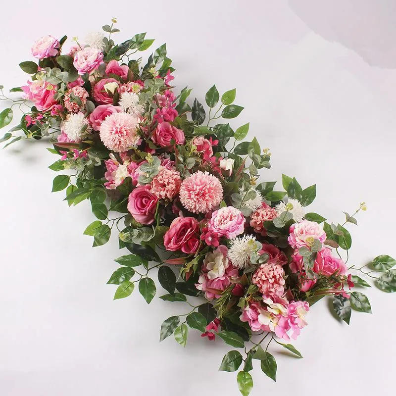 DHL Decoratieve Bloemen 50CM DIY Bruiloft Bloem Wandarrangement Benodigdheden Zijde Pioenrozen Roos Kunstmatige Rij Decor Ijzeren Boog Achtergrond 250W